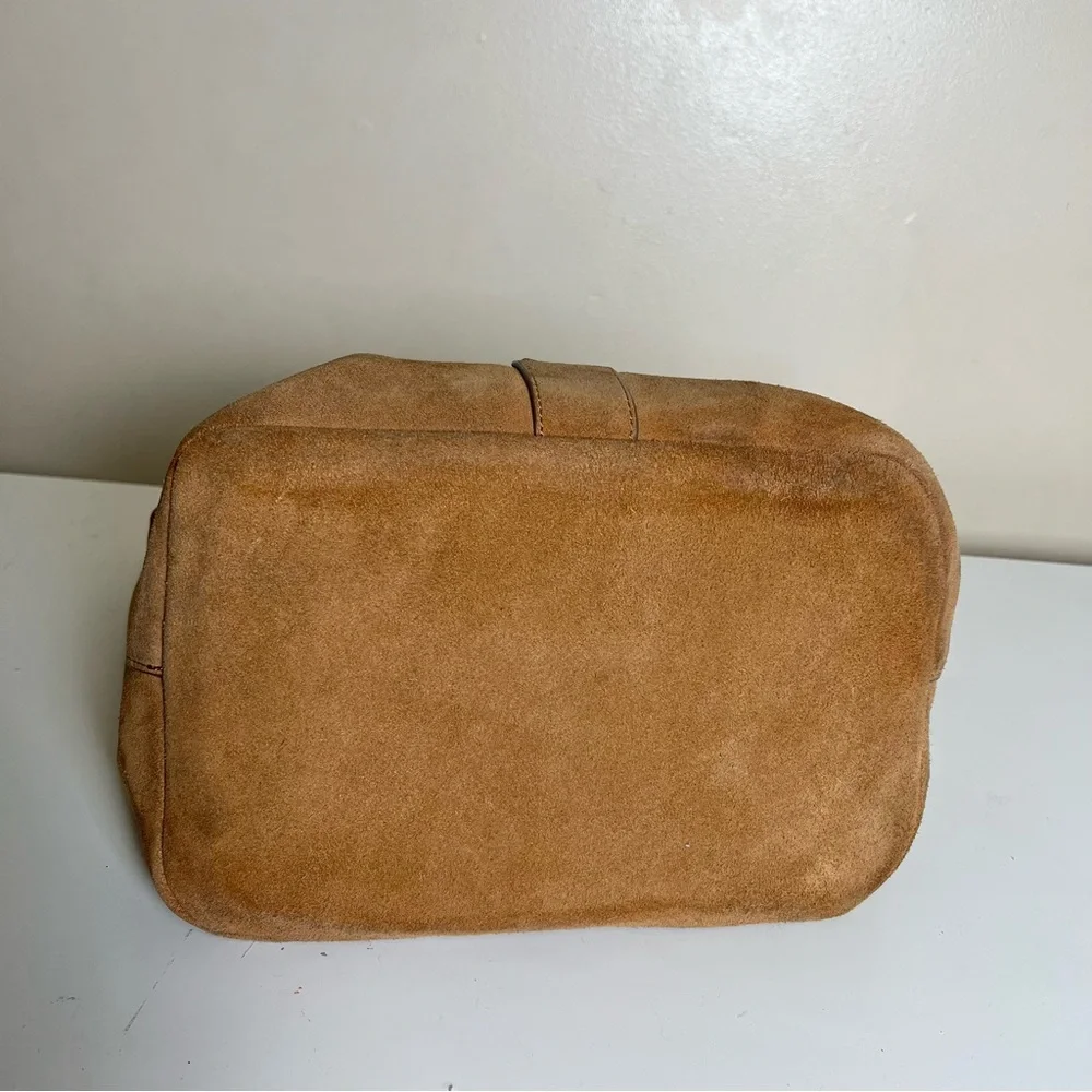 India Hicks Tan Suede Edwina Hobo Bag Purse with Gold-Tone Hardware